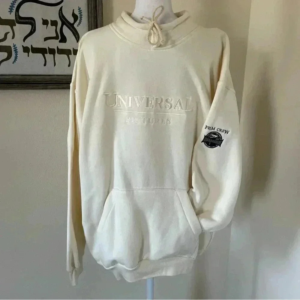 Universal Cream Embroidered 'Universal Pictures' Pullover Hoodie